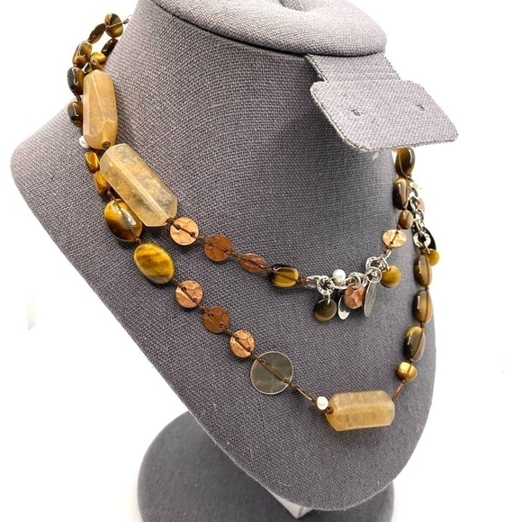 Silpada N1826 Sterling Silver Copper Charms Tiger Eye Quartz Pearl Neckl… - Picture 10 of 10